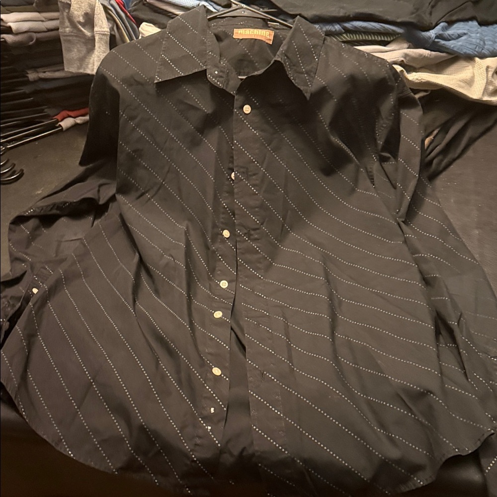 Machine Black with White Dotted Casual Shirt